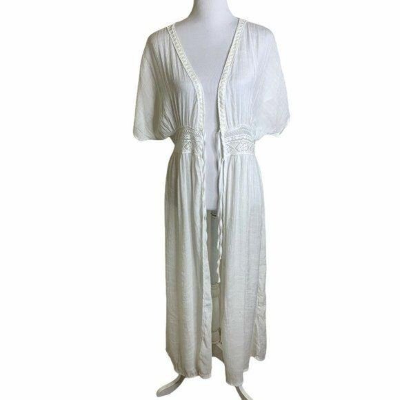 Womens Crochet Lace Waist Tie Kimono Cover Up - Picture 10 of 12